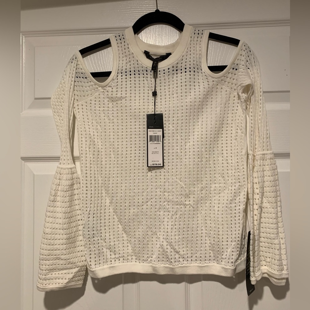 NWT BCBG Maxazria White Cold Shoulder Lucia Top Sz Small